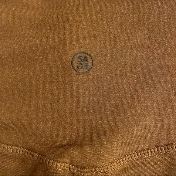 Sage brand Brown Leggings high rise cropped capri pants with pockets - Picture 4 of 8